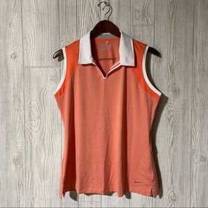 Nike Golf Women's Tank Top Collared Shirt Orange & White Size Large